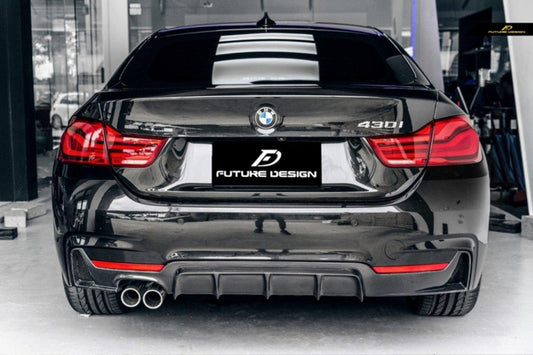 Future Design Carbon M Performance Single Side Dual Exit Carbon Fiber Rear Diffuser for BMW 4 Series F32 F33 F36 - Performance SpeedShop