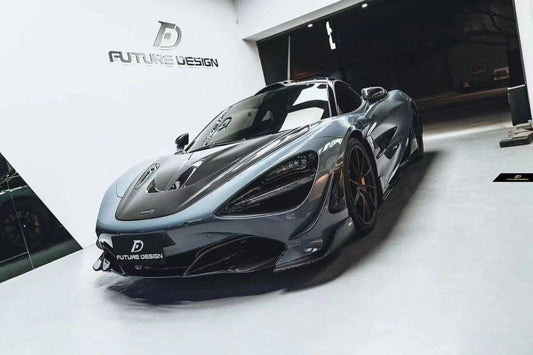 McLaren 720S 2018 2019 2020 2021 2022 2023 with Aftermarket Parts - Front Lip Replacement Carbon Fiber / FRP from Future Design