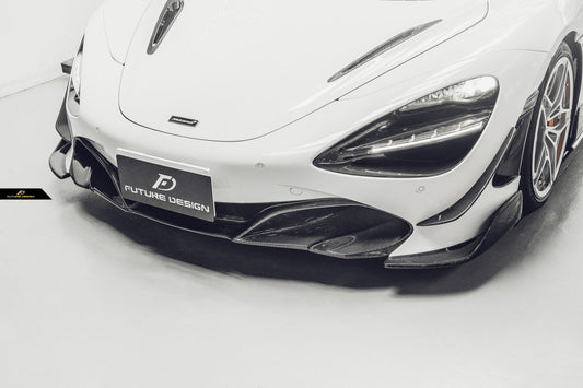 McLaren 720S 2018 2019 2020 2021 2022 2023 with Aftermarket Parts - Front Lip Replacement Carbon Fiber / FRP from Future Design