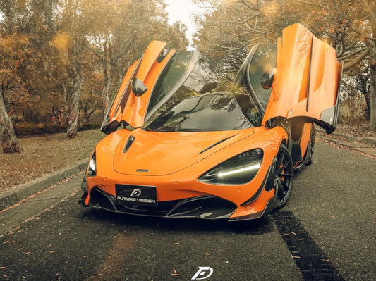 McLaren 720S 2018 2019 2020 2021 2022 2023 with Aftermarket Parts - Front Lip Replacement Carbon Fiber / FRP from Future Design