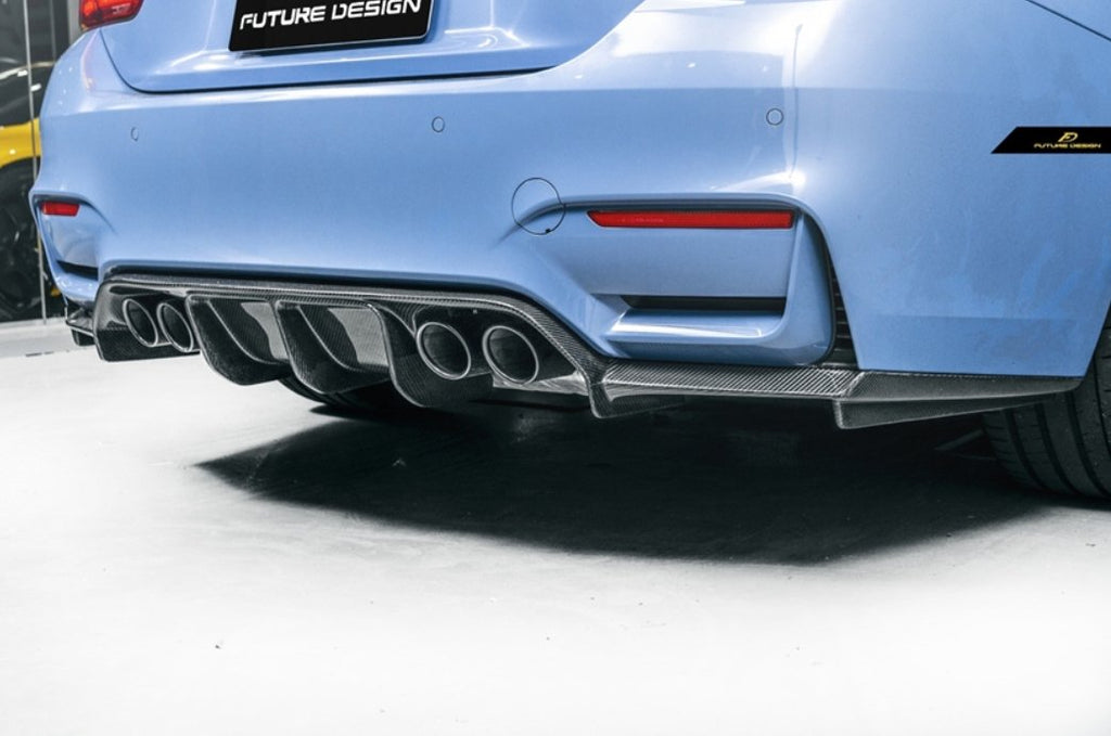 Future Design Carbon V Style Carbon Fiber Rear Diffuser for BMW F80 F82 F83 M3 M4 - Performance SpeedShop