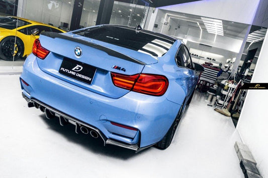 Future Design Carbon V Style Carbon Fiber Rear Diffuser for BMW F80 F82 F83 M3 M4 - Performance SpeedShop