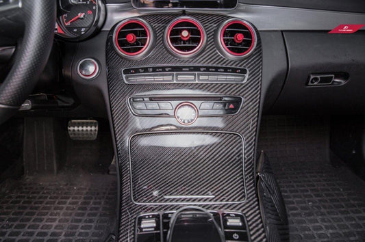 Future Design Carbon W205 C43 C63 C300 2015-2018 Carbon Fiber Center Console Cover - Performance SpeedShop