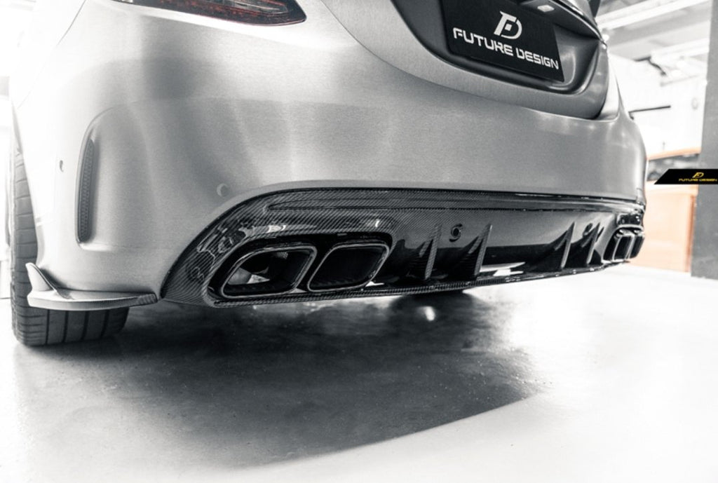 Future Design ED1 Carbon Fiber Rear Diffuser For Mercedes Benz W205 C300 C450 C43 AMG 2015-2020 Sedan - Performance SpeedShop