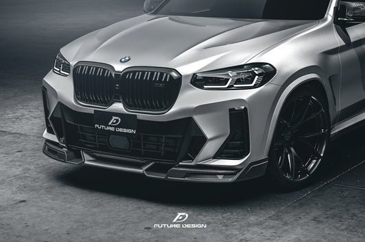 Future Design FD Carbon Fiber FRONT LIP SPLITTER for BMW X4 G02 2022-ON M40i LCI - Performance SpeedShop