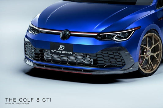 Future Design FD Carbon Fiber FRONT LIP SPLITTER for Volkswagen Golf GTI MK8 - Performance SpeedShop