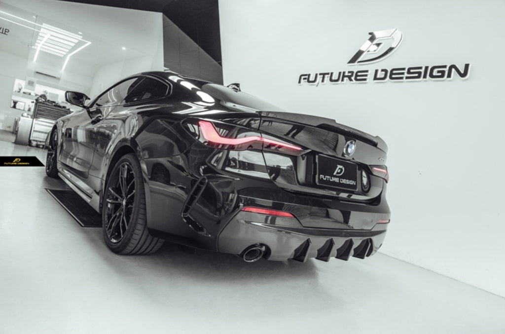 Future Design FD Carbon Fiber REAR DIFFUSER ( Dual tips ) & REAR CANARDS for BMW 4 Series G22 2021-ON 420 430 - Performance SpeedShop