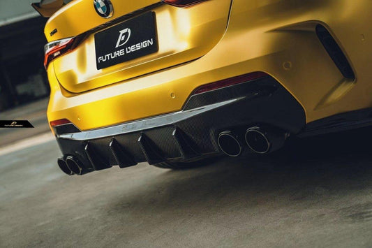 Future Design FD Carbon Fiber REAR DIFFUSER & REAR CANARDS for BMW 4 Series G22 G23 2021-ON 420i 430i M440i - Performance SpeedShop