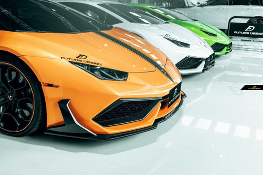 Future Design FD GT Carbon Fiber FRONT LIP SPLITTER 6 PCS for Lamborghini Huracan LP580-2 LP610-4 - Performance SpeedShop