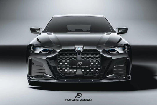 Future Design FD V1 Carbon Fiber FRONT LIP SPLITTER for BMW I4 G26 M50 / e Drive 40 & 4 Series G26 Gran coupe M440i 430i - Performance SpeedShop