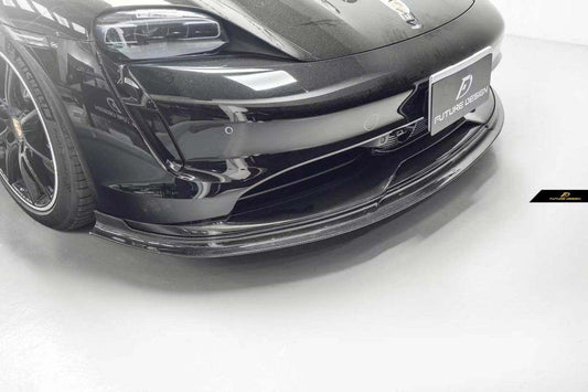 Future Design FD V1 Carbon Fiber FRONT LIP SPLITTER for Porsche Taycan Base & 4S - Performance SpeedShop