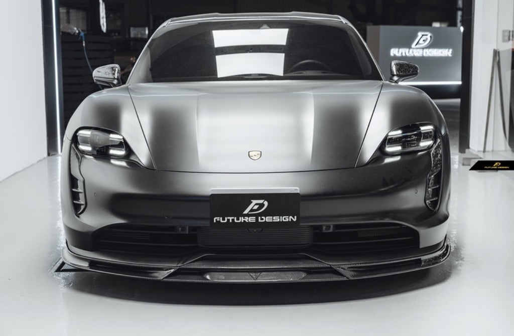Future Design FD V2 Carbon Fiber FRONT LIP SPLITTER for Porsche Taycan Base & 4S - Performance SpeedShop