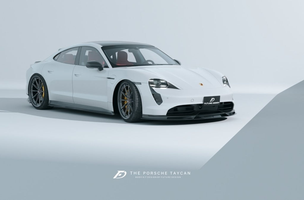 Future Design FD V2 Carbon Fiber FRONT LIP SPLITTER for Porsche Taycan Base & 4S - Performance SpeedShop