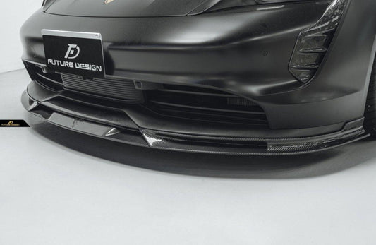 Future Design FD V2 Carbon Fiber FRONT LIP SPLITTER for Porsche Taycan Base & 4S - Performance SpeedShop