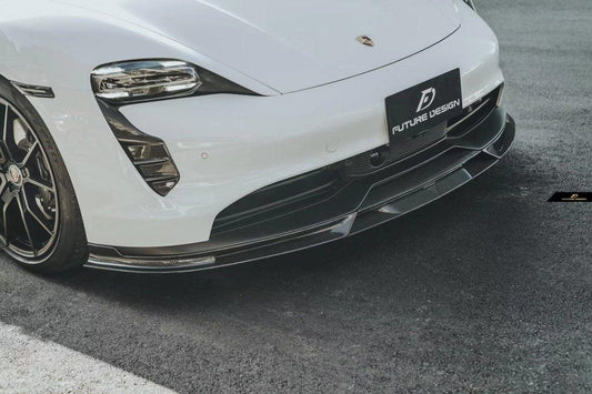 Future Design FD V2 Carbon Fiber FRONT LIP SPLITTER for Porsche Taycan Base & 4S - Performance SpeedShop