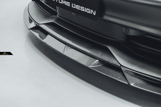 Future Design FD V2 Carbon Fiber FRONT LIP SPLITTER for Porsche Taycan Base & 4S - Performance SpeedShop