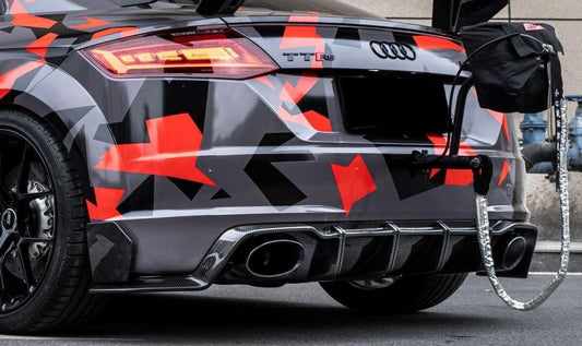 Audi TTRS 8S 2016 2017 2018 Pre-facelift with Aftermarket Parts - Rear Diffuser & Canards Pre-preg Carbon Fiber from Yofer USA