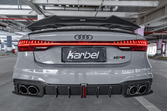 Audi S7 A7 (with s-line bumper) C8 2019-ON with Aftermarket Parts - V2 Style Rear Diffuser & Canards Pre-preg Carbon Fiber from Karbel Carbon