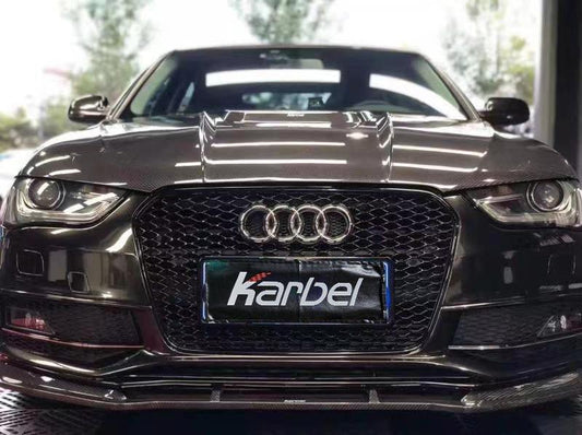 Audi RS4 S4 A4 S-line B8.5 2013 2014 2015 2016 with Aftermarket Parts - Hood Pre-preg Carbon Fiber from Karbel Carbon