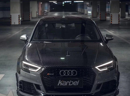 Karbel Carbon Dry Carbon Fiber Double-sided Hood Bonnet Ver.2 for Audi A3 & A3 S Line & S3 & RS3 2014-2020 - Performance SpeedShop