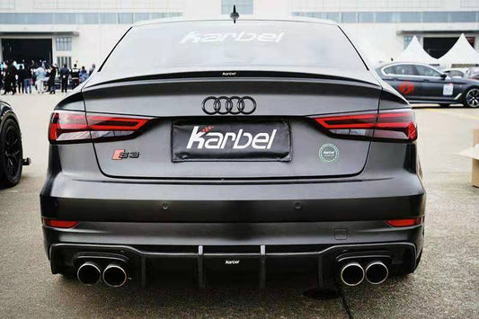 Audi RS3 S3 A3 8V/8V.5 2014-2020 with Aftermarket Parts - Trunk Lid Pre-preg Carbon Fiber from Karbel Carbon