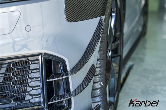 Karbel Carbon Dry Carbon Fiber Front Bumper Canards for Audi RS3 2018-2020 - Performance SpeedShop