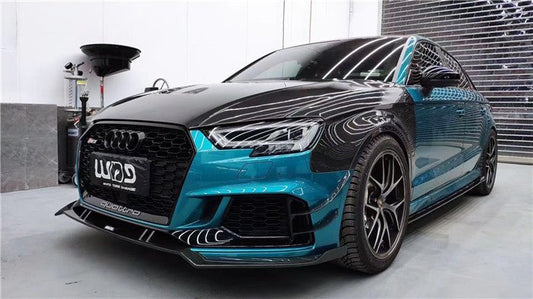 Audi RS3 8V 8V.5 2018 2019 2020 with Aftermarket Parts - Front Canards Carbon Fiber from Karbel Carbon