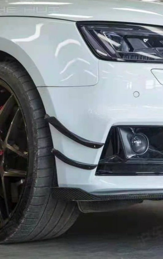 Karbel Carbon Dry Carbon Fiber Front Bumper Canards for Audi S4 & A4 S Line 2017-2018 B9 - Performance SpeedShop