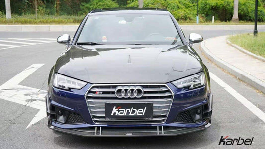 Audi S4 A4 S-line (with s-line bumper, does not fit base model) B9 2019 with Aftermarket Parts - Front Canards Pre-preg Carbon Fiber from Karbel Carbon