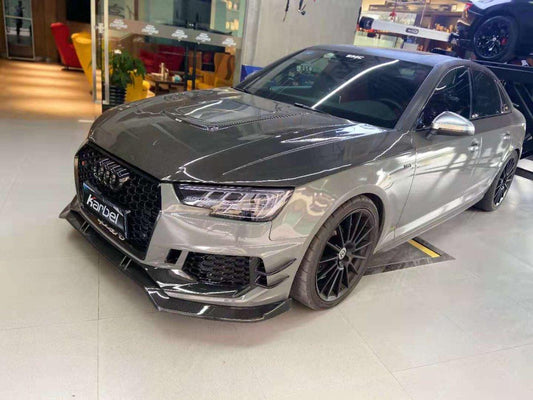 Audi S4 A4 S-line (with s-line bumper, does not fit base model) B9 2019 with Aftermarket Parts - Front Canards Pre-preg Carbon Fiber from Karbel Carbon