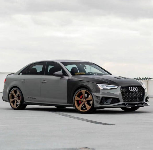 Audi S4 A4 S-line (with s-line bumper, does not fit base model) B9 2019 with Aftermarket Parts - Front Canards Pre-preg Carbon Fiber from Karbel Carbon