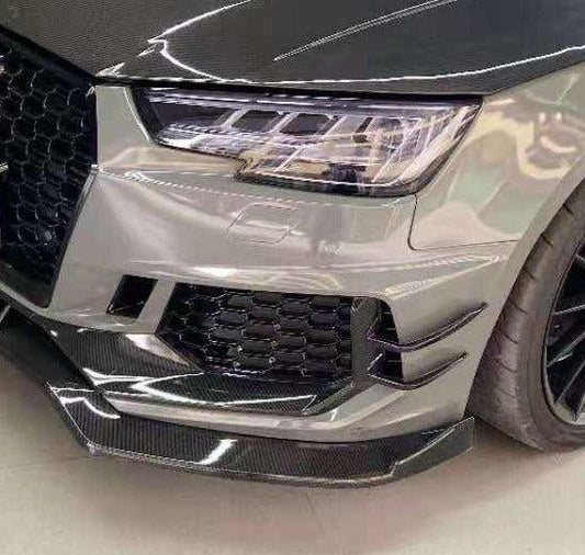 Audi S4 A4 S-line (with s-line bumper, does not fit base model) B9 2019 with Aftermarket Parts - Front Canards Pre-preg Carbon Fiber from Karbel Carbon