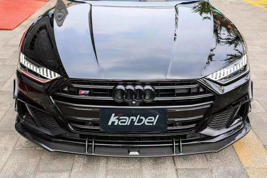 Audi S7 A7 (with s-line bumper) C8 2019-ON with Aftermarket Parts - Front Canards Pre-preg Carbon Fiber from Karbel Carbon