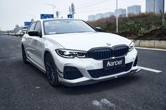 BMW 3 Series 330i (with M-package bumper, does not fit base model) M340i G20 G21 Pre-LCI 2019-2022 with Aftermarket Parts - Front Canards Pre-preg Carbon Fiber from Karbel Carbon