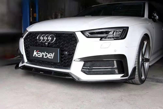 Audi S4 A4 S-line (with s-line bumper, does not fit base model) B9 2017-2018 with Aftermarket Parts - Upper Valences Pre-preg Carbon Fiber from Karbel Carbon