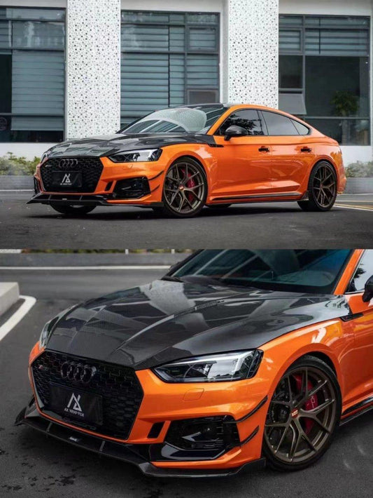 Audi RS5 B9 2018 2019 2020 with Aftermarket Parts - Front Canards Pre-preg Carbon Fiber from Karbel Carbon