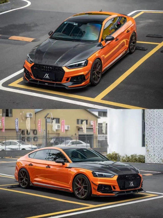 Audi RS5 B9 2018 2019 2020 with Aftermarket Parts - Front Canards Pre-preg Carbon Fiber from Karbel Carbon