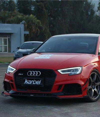 Audi RS3 8V 8V.5 2018 2019 2020 with Aftermarket Parts - Front Lip Pre-preg Carbon Fiber from TAKD Carbon