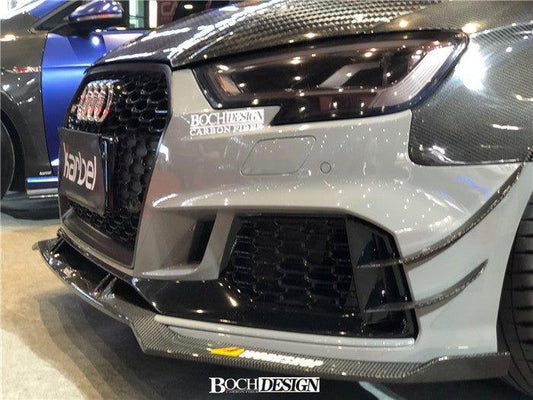 Audi RS3 8V 8V.5 2018 2019 2020 with Aftermarket Parts - Front Lip Pre-preg Carbon Fiber from TAKD Carbon