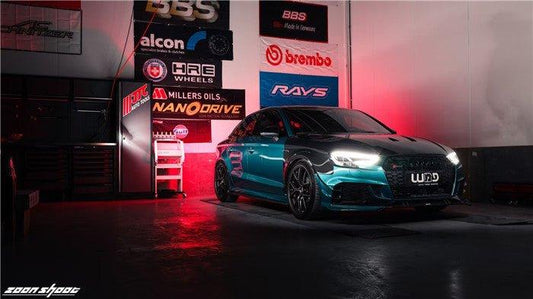 Audi RS3 8V 8V.5 2018 2019 2020 with Aftermarket Parts - Front Lip Pre-preg Carbon Fiber from TAKD Carbon