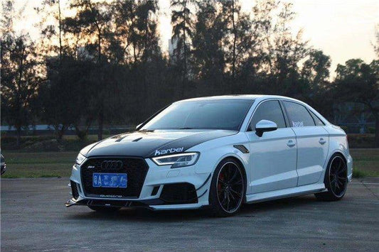 Audi RS3 8V 8V.5 2018 2019 2020 with Aftermarket Parts - Front Lip Pre-preg Carbon Fiber from TAKD Carbon