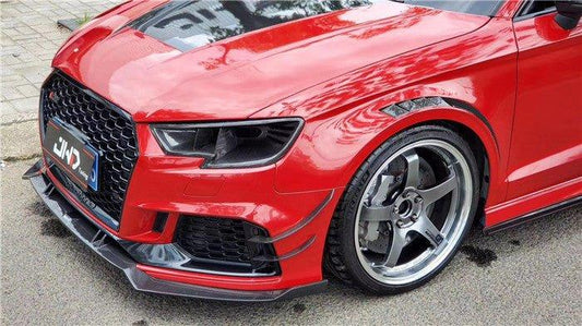 Audi RS3 8V 8V.5 2018 2019 2020 with Aftermarket Parts - Front Lip Pre-preg Carbon Fiber from TAKD Carbon