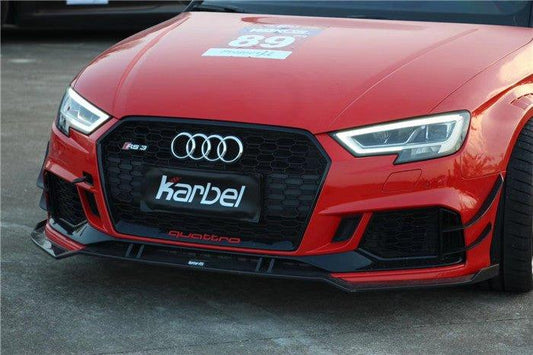 Audi RS3 8V 8V.5 2018 2019 2020 with Aftermarket Parts - Front Lip Pre-preg Carbon Fiber from TAKD Carbon