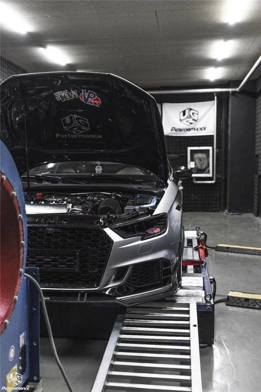 Audi RS3 8V 8V.5 2018 2019 2020 with Aftermarket Parts - Front Lip Pre-preg Carbon Fiber from TAKD Carbon