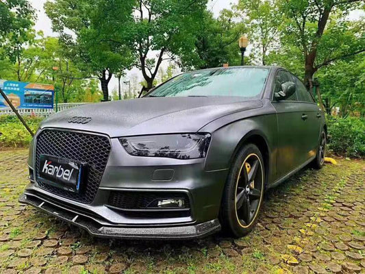 Audi S4 A4 S-line (with s-line bumper, does not fit base model) B8.5 2013 2014 2015 2016 with Aftermarket Parts - Front Lip Pre-preg Carbon Fiber from Karbel Carbon