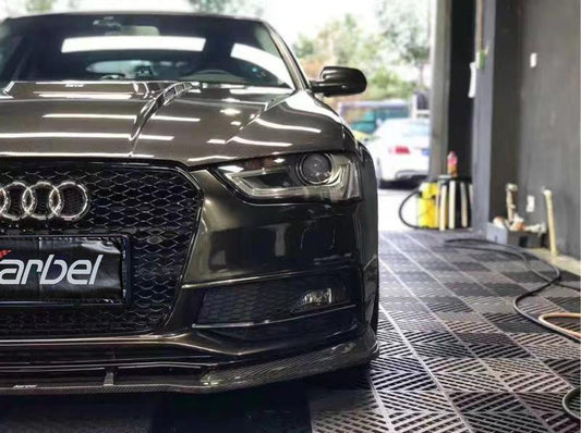 Audi S4 A4 S-line (with s-line bumper, does not fit base model) B8.5 2013 2014 2015 2016 with Aftermarket Parts - Front Lip Pre-preg Carbon Fiber from Karbel Carbon