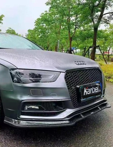 Audi S4 A4 S-line (with s-line bumper, does not fit base model) B8.5 2013 2014 2015 2016 with Aftermarket Parts - Front Lip Pre-preg Carbon Fiber from Karbel Carbon