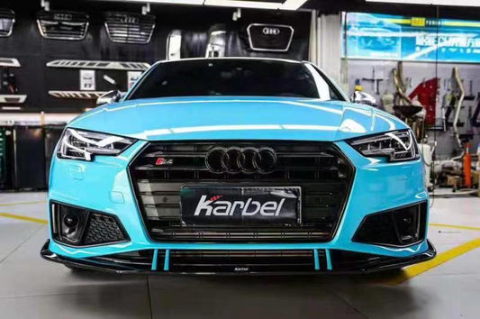 Audi S4 A4 S-line (with s-line bumper, does not fit base model) B9 2019 with Aftermarket Parts - Front Lip Pre-preg Carbon Fiber from Karbel Carbon