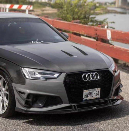 Audi S4 A4 S-line (with s-line bumper, does not fit base model) B9 2019 with Aftermarket Parts - Front Lip Pre-preg Carbon Fiber from Karbel Carbon