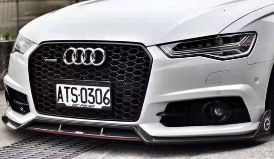 Audi S6 / A6 Avant / A6 S-Line (with s-line bumper, does not base model) C7.5 2016 2017 2018 with Aftermarket Parts - Front Lip Pre-preg Carbon Fiber from Karbel Carbon